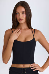 Elba-Halterneck Corset Top in Black