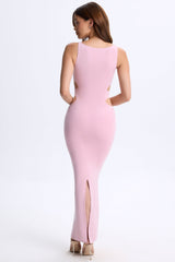 Sena-Plunge Cut-Out Maxi Dress in Blush Pink