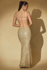 Katalia-Embellished Cut-Out Gown in Gold