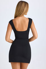 Leya-Modal Ruched A-Line Mini Dress in Black