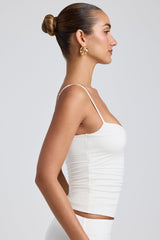 Esme-Modal Ruched Layered Tank Top in White