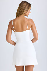 Emmy-Modal Sweetheart-Neck A-Line Mini Dress in White