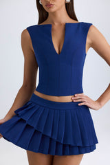 Kadie-Open-Front Crop Top in True Navy