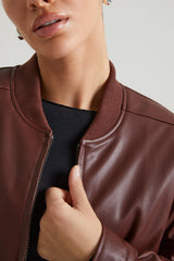 Maple-Faux Leather Jacket in Brown