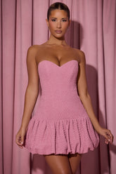 Lavinia-Cut-Out Bubble Hem Corset Mini Dress in Dusty Pink