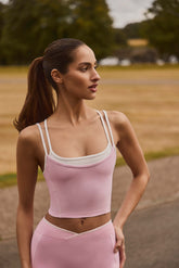 Soft Active Layered Tank Top in Powder Pink