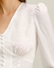 White Ruched V Neck Shirt