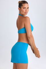 Nazli-Mid-Rise Micro Mini Skirt in Aqua Blue