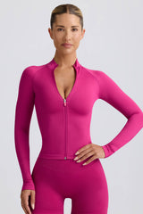 Define Luxe Zip-Up Jacket in Berry