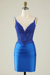 Sheath Spaghetti Straps Dark Green Homecoming Dress with Beading