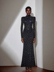 Black Evening Dress with Diamond Embellishments
