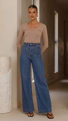 Vienna Long Sleeve Top - Mocha