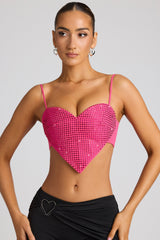 Syrene-Embellished Heart Detail Crop Top in Magenta