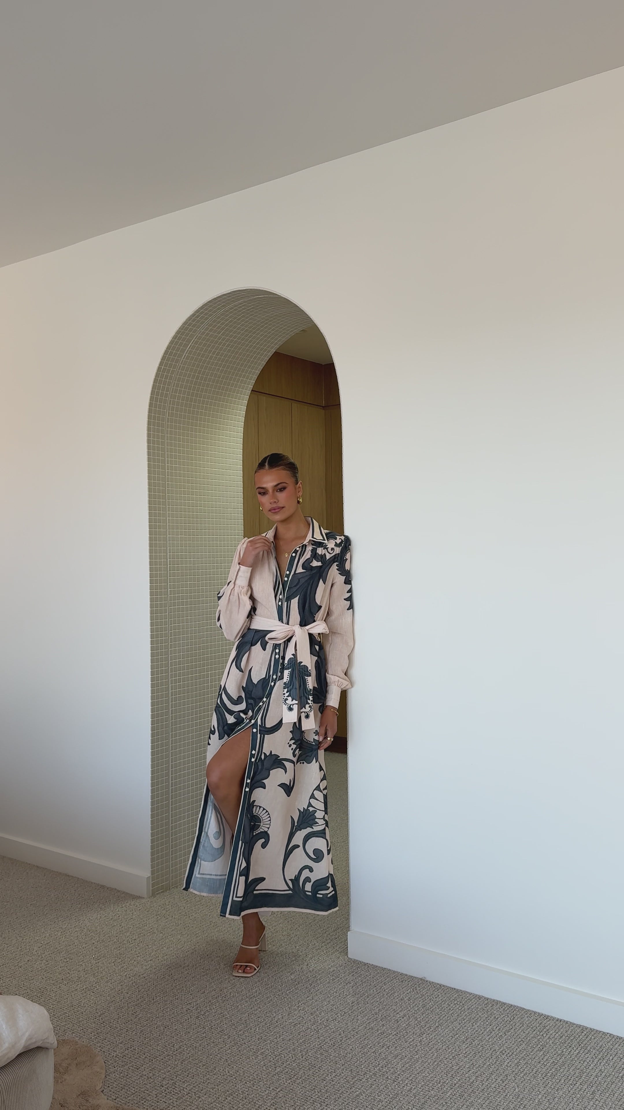 Lucia Long Sleeve Maxi Dress - Cream Zayna