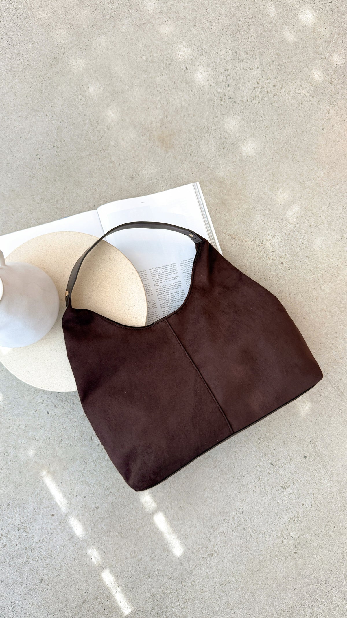 Tammy Shoulder Bag - Chocolate Suede