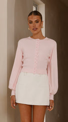 Davina Long Sleeve Top - Pink