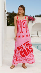 Elidie Strapless Maxi Dress - Pink/Red Tide
