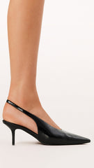 Xishi Heel - Black Crinkle Patent