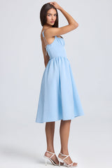 Marguerite-Draped Corset Midaxi Dress in Powder Blue