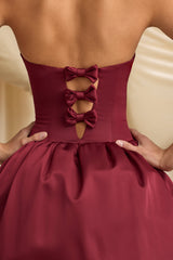 Gloriana-Convertible Bow-Detail Bubble Hem Midaxi Dress in Wine Red