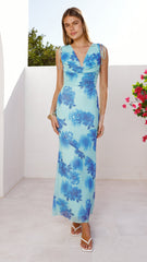 Nikova Maxi Dress - Blue Floral