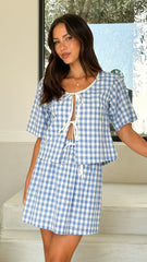 Madison Mini Skirt - Blue/White Gingham