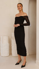 Kylie Maxi Dress Long Sleeve - Black
