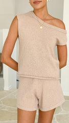 Robin Off Shoulder Top - Taupe
