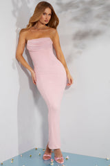 Palermo-Embellished Bandeau Cowl Neck Maxi Dress in Blush