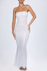 Kinsley-Embellished Cut-Out Bandeau Maxi Dress in White