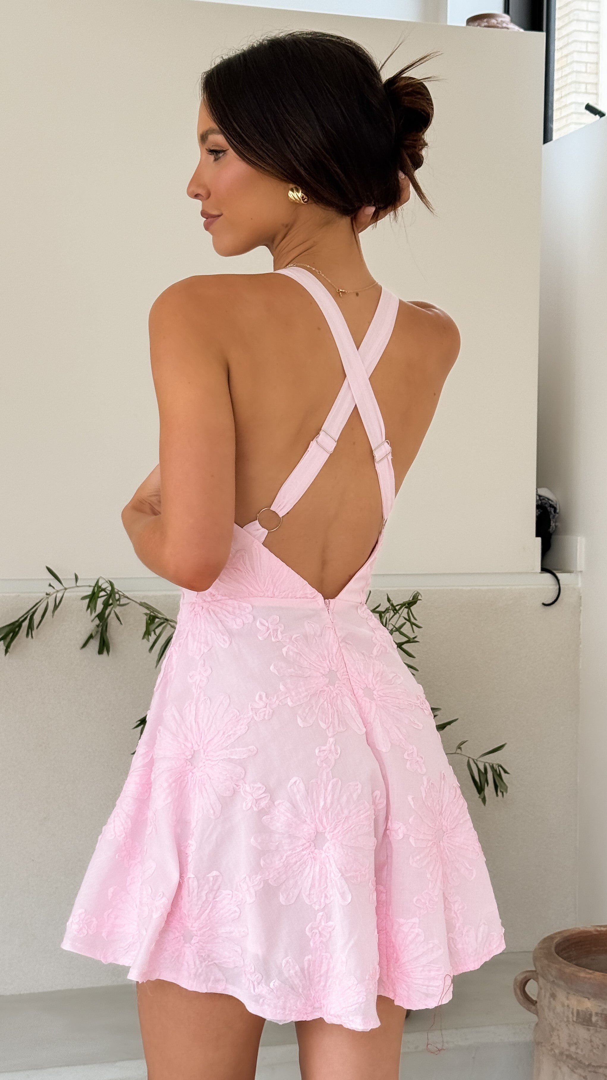 Zaidin Mini Dress - Baby Pink Floral
