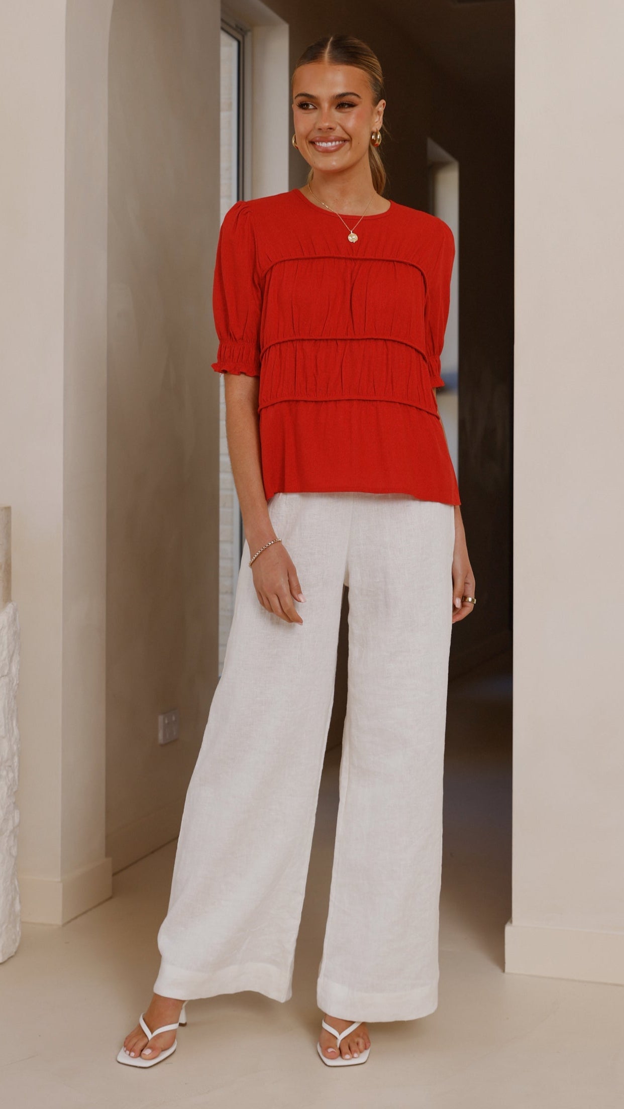 Kai Short Sleeve Top - Red