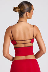 Rocio-Contrast Binding Cami Top in Fire Red