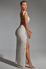 Cordelia-Embellished Open-Back Maxi Dress in White