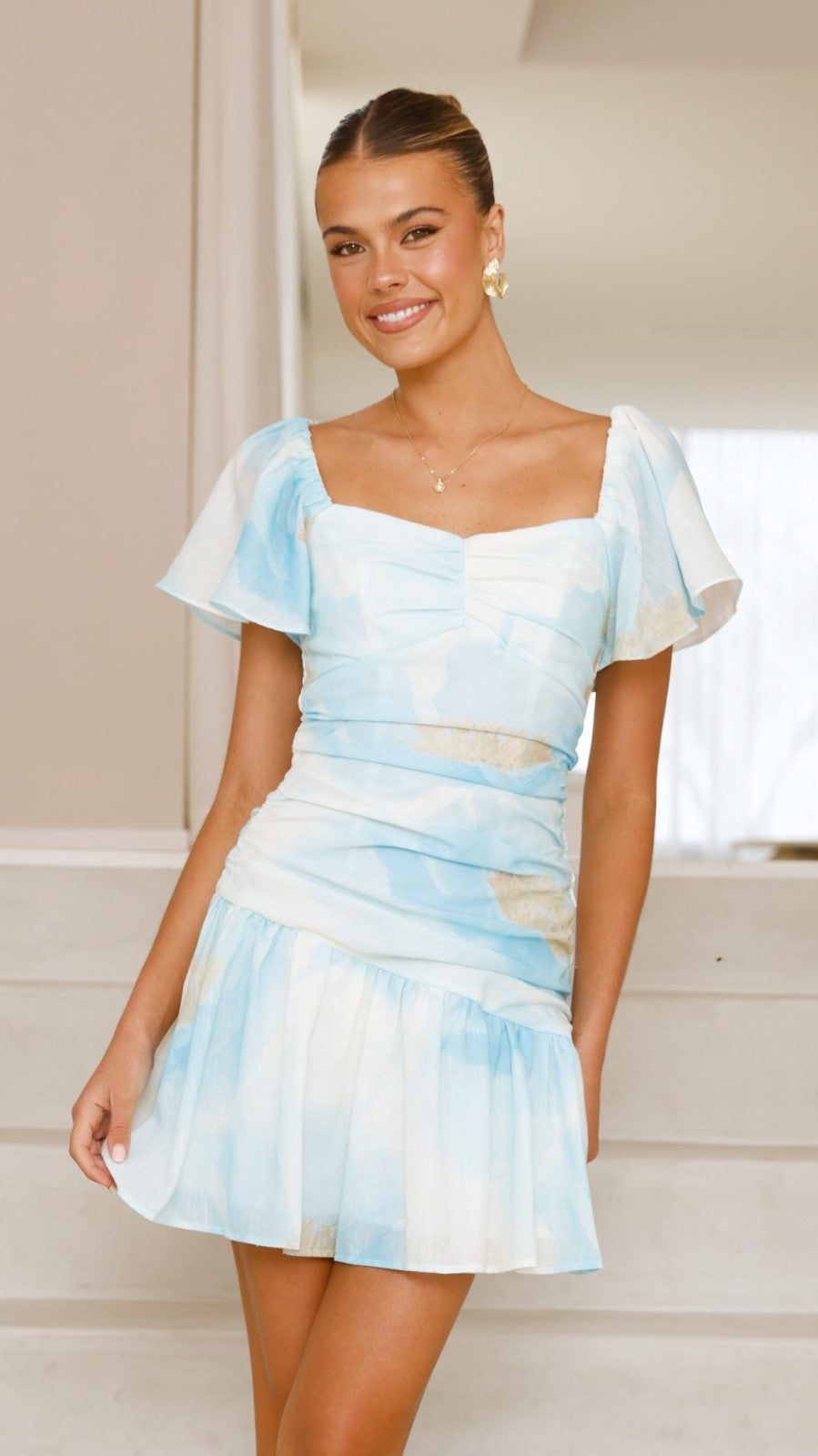 Laury Mini Dress - Blue Floral