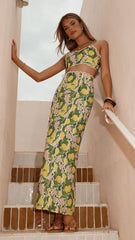 Nova Maxi Skirt - Lemon Print