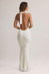 Hallie-Modal Halterneck Maxi Dress in White