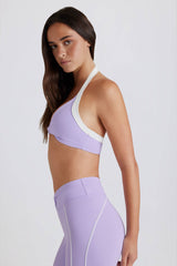 Soft Active Twist-Front Halterneck Sports Bra in Lilac