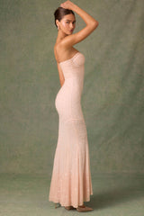 Vesna-Embellished Sweetheart-Neck Fishtail Gown in Dusty Rose