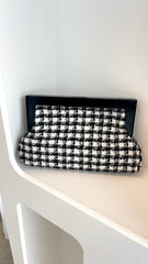 Zoey Boucle Timber Frame Clutch - Black/White