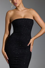 Florentina-Embellished Corset Gown in Black