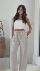 Neola Linen Pants - Beige