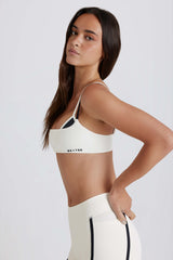 Soft Active Twist-Back Layered Sports Bra in Ivory