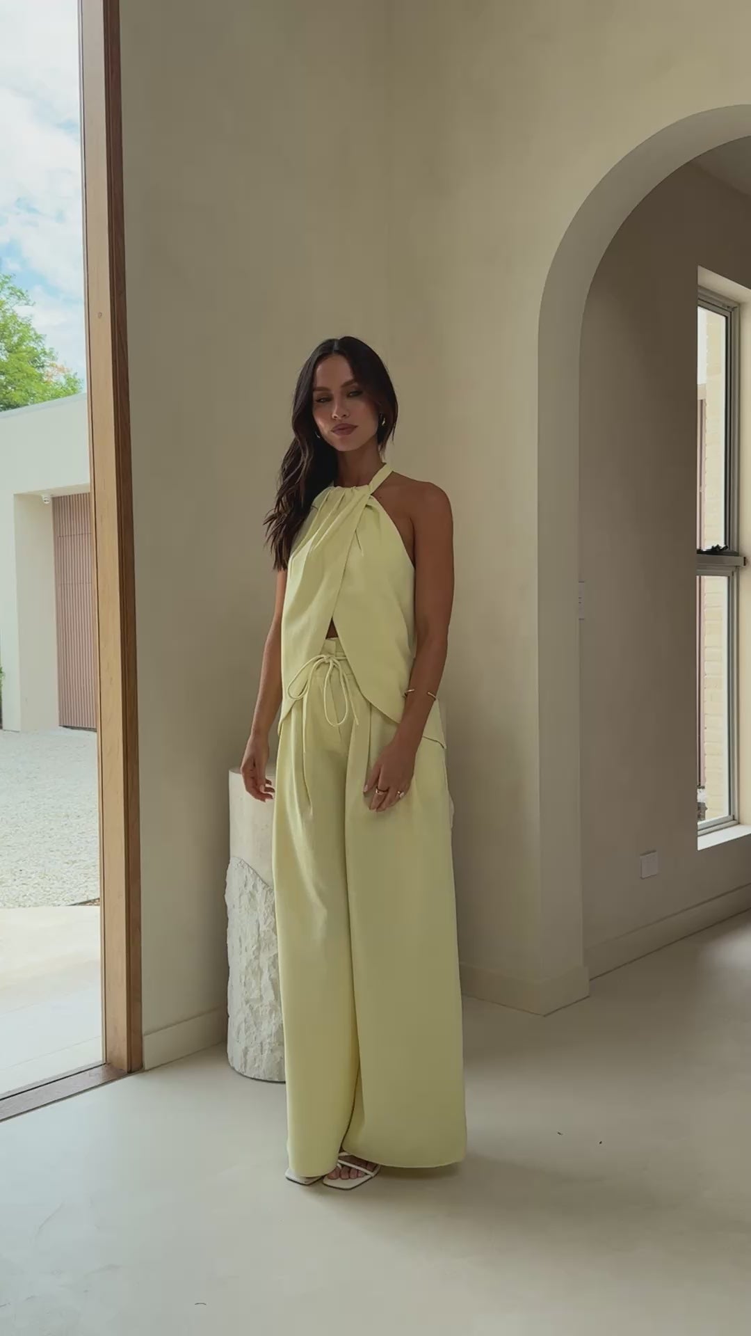 Melinda High Waist Pants - Soft Yellow