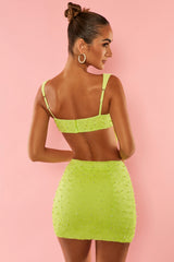 Larvotto-Low Plunge Neck Crop Top in Lime