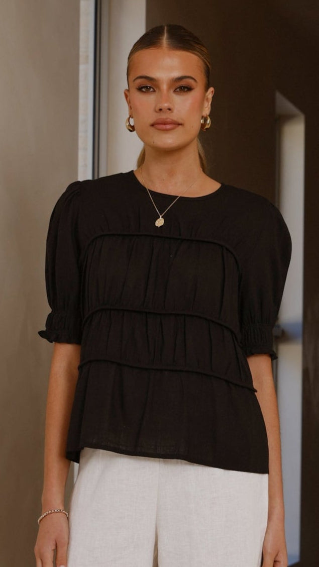 Kai Short Sleeve Top - Black
