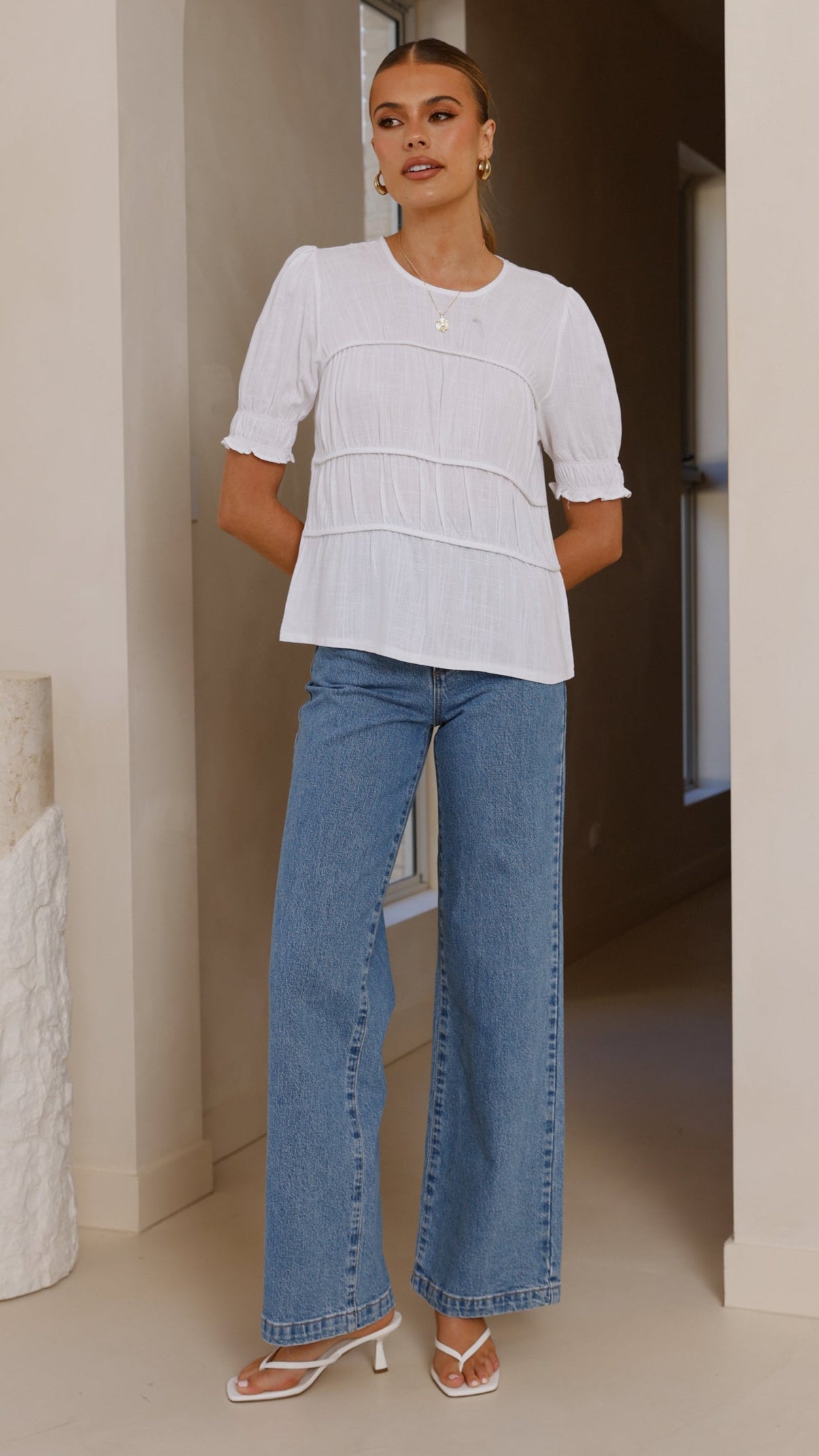 Kai Short Sleeve Top - White
