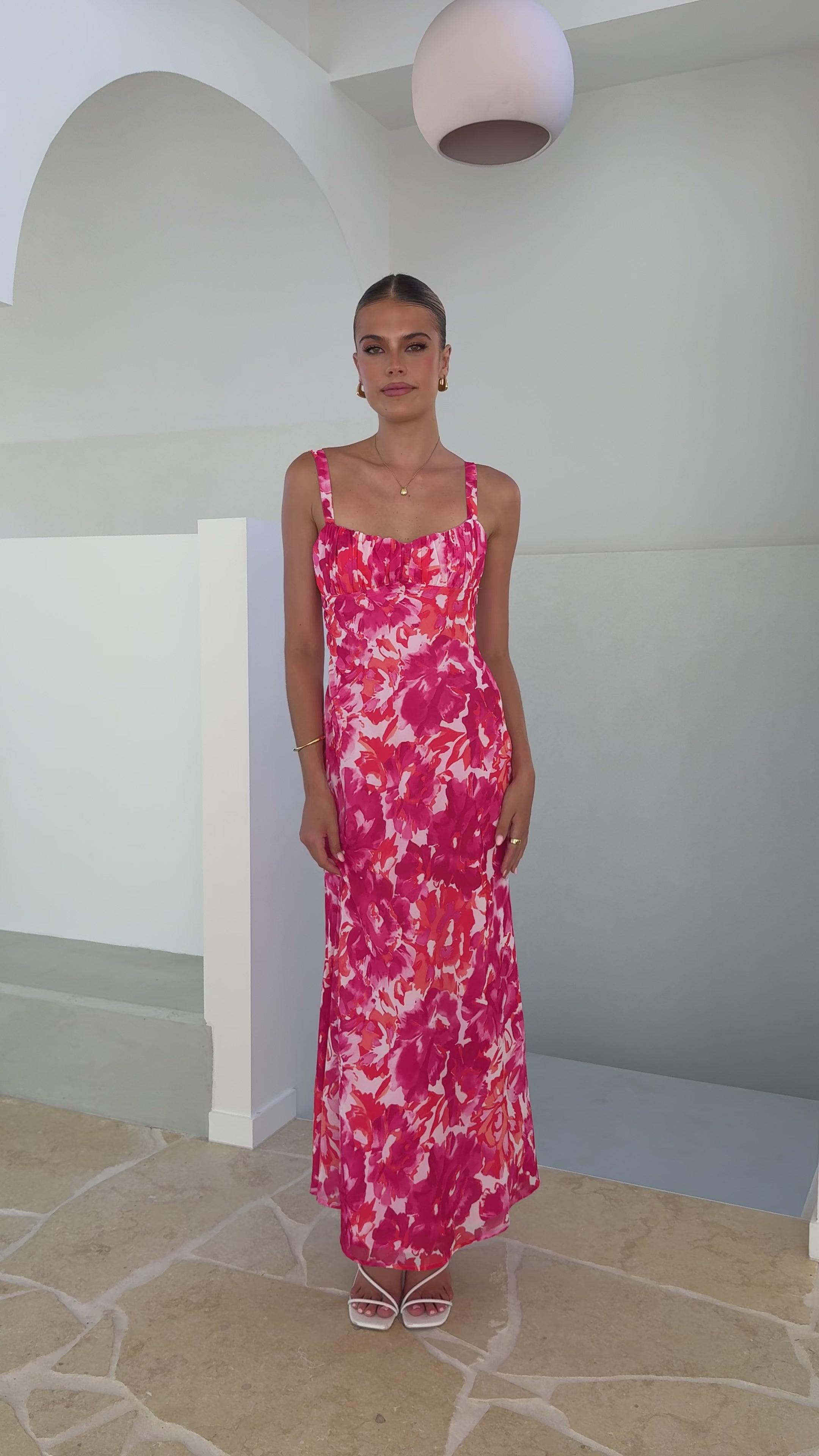 Margo Midi Dress - Pink/Red Floral