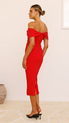 Holly Midi Dress - Red