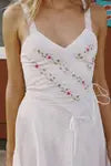Cotton Floral Embroidered Lace Mix Bow Hanky Hem Mini Dress